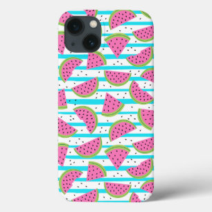 iPhone 13 Case Neon Watermelon on sur Stripes Motif