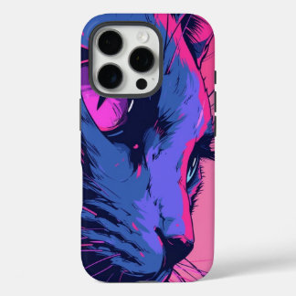 Coque iPhone 16 Pro Neon Wolf Abstract Art iPhone Case – Bold Cyberpun