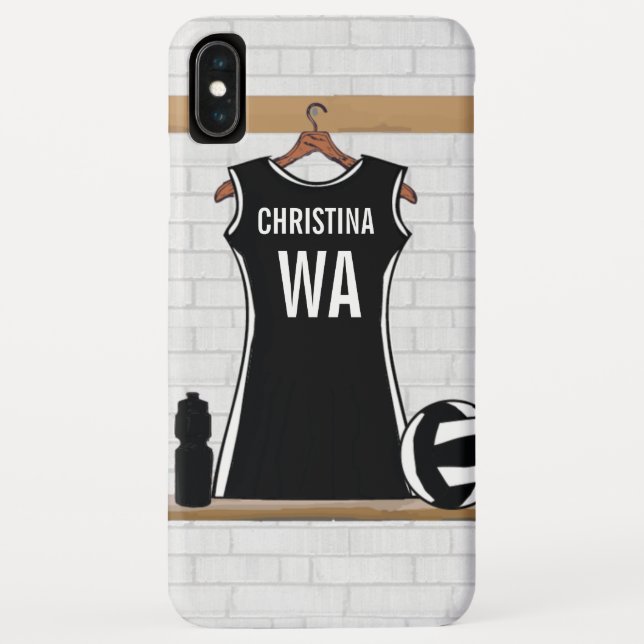 Coques Case-Mate iPhone netball design personnalisable noir et blanc (Dos)