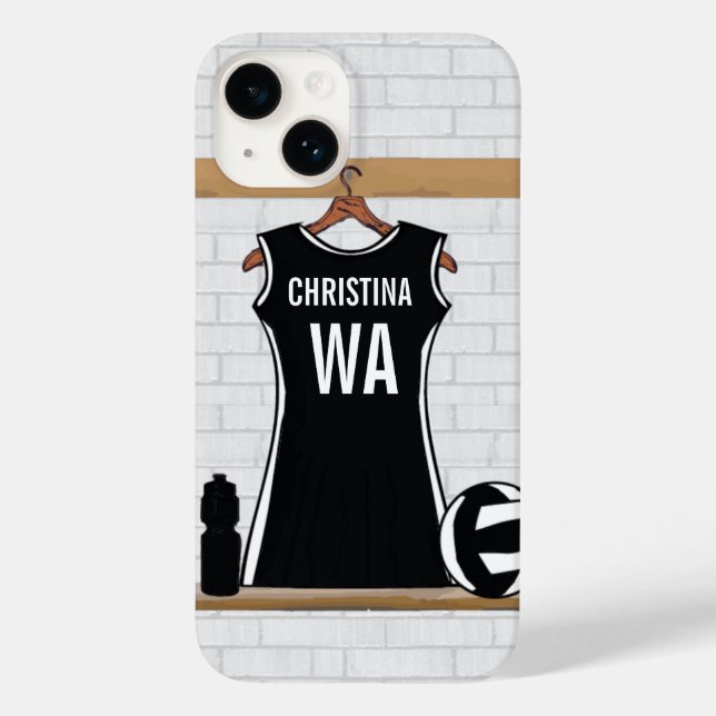 Coques Case-Mate iPhone netball design personnalisable noir et blanc (Verso)