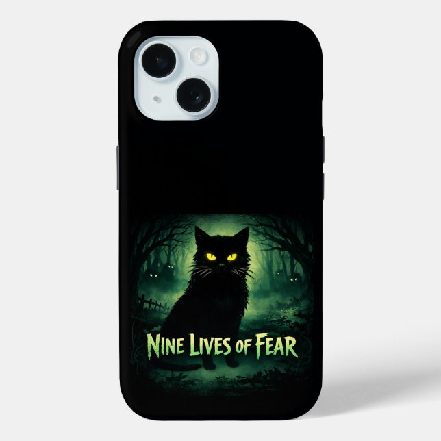 Coques Case-Mate iPhone Neuf vies de peur - Chat noir  (Verso)