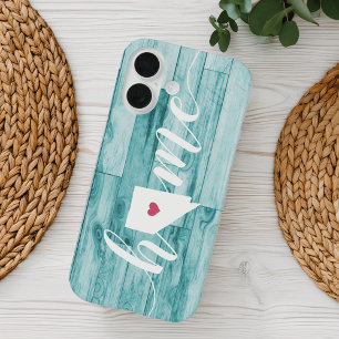 Coque Pour iPhone 16 Nevada Home État Turquoise Wood Look