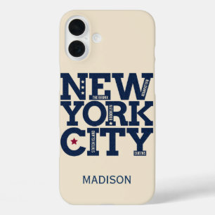 Coque Pour iPhone 16 Plus New York City Typographie personnalisation nom de