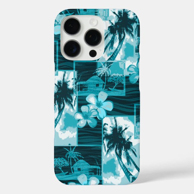 Coques Case-Mate iPhone Niihau Island Plumeria Hawaii Palm Tree Turquoise (Verso)