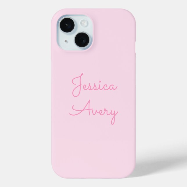 Coques Case-Mate iPhone N'importe quel nom | Joli rose cursive (Verso)