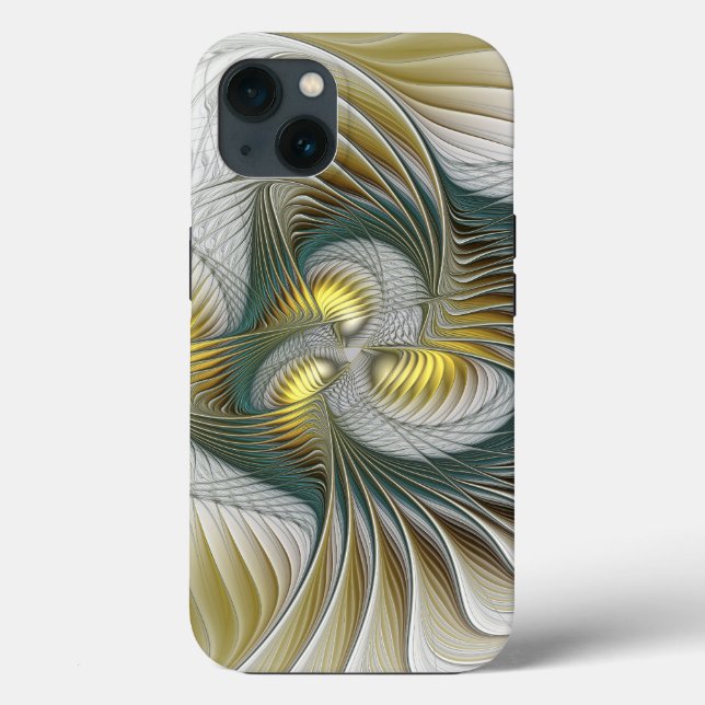 Coques Case-Mate iPhone Nobly Golden Turquoise Imaginaire Fractal Art (Verso)