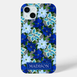 Coque Case-Mate iPhone Noël bleu Poinsettia