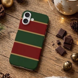 Coque Pour iPhone 16 Noël Classique Vert Et Rouge Avec Garniture Dorée