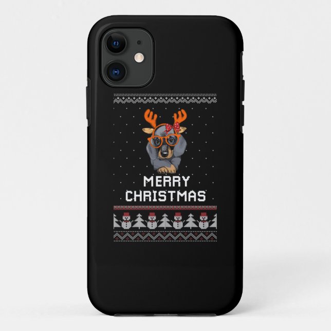 Coques Case-Mate iPhone Noël Dachshund (Dos)