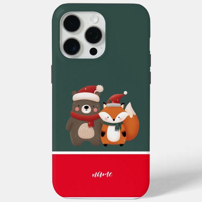 Coques Case-Mate iPhone Noël/hiver Mignonne Ours et renard (Verso)