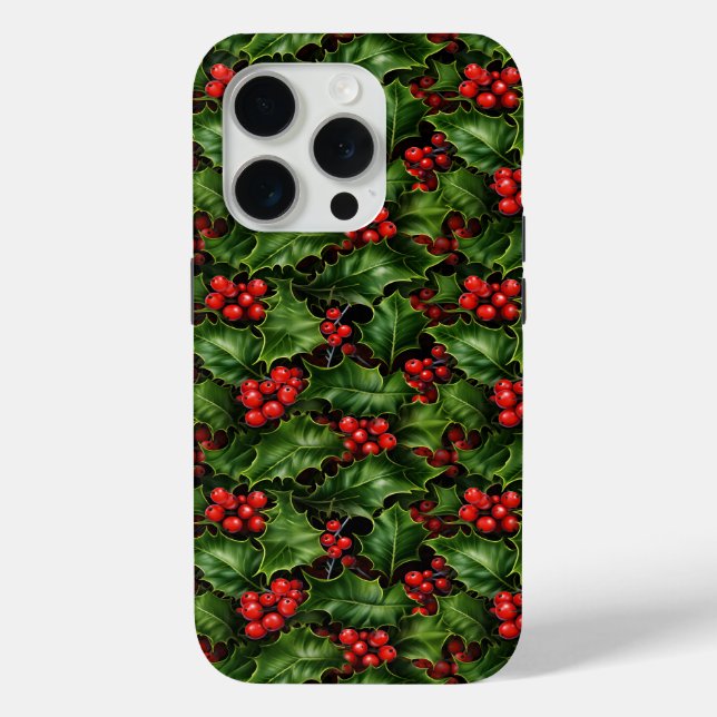 Coques Case-Mate iPhone Noël Holly Feuilles Et Red Berries Motif (Verso)