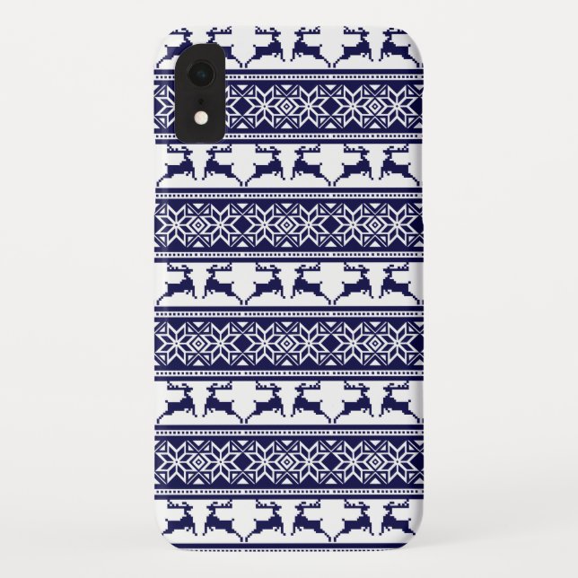 Coques Case-Mate iPhone Noël, le bleu et le blanc scandinave (Dos)