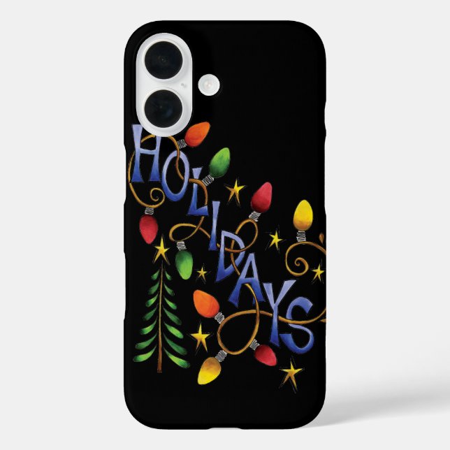 Coques Case-Mate iPhone Noël mignon, lumières et étoiles avec texte de vac (Verso)