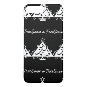 Coque iPhone 8 Plus/7 Plus Noël noir et blanc Sauvez l'arbre