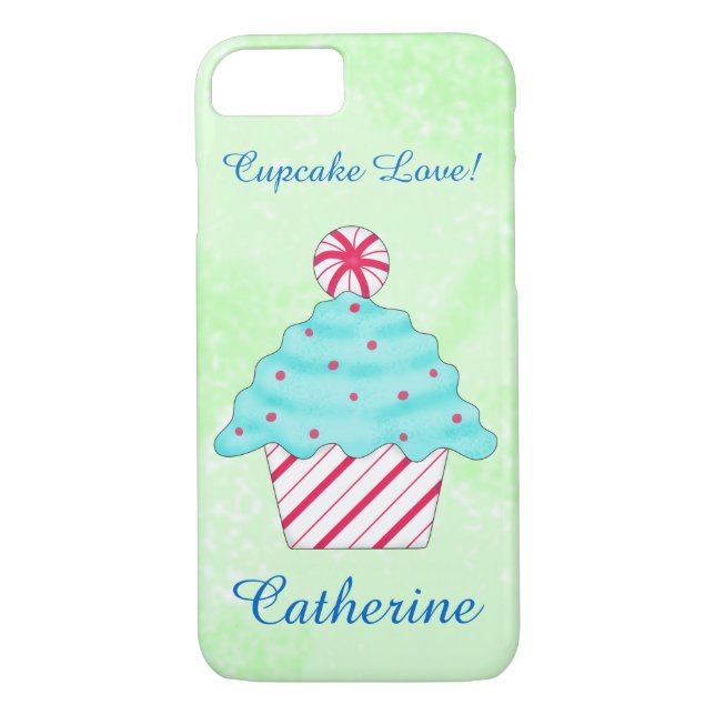 Coques Case-Mate iPhone Noël Peppermenthe Cupcake Art Nom Personnalisé (Dos)