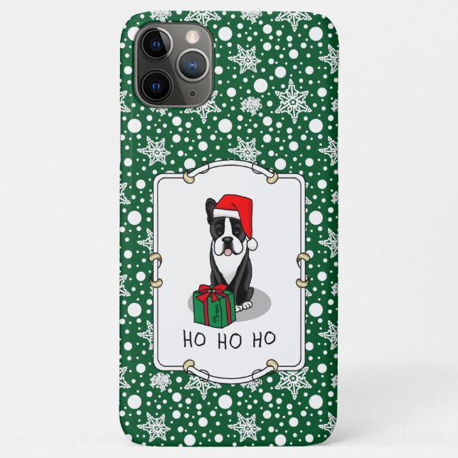 Coques Case-Mate iPhone Noël Père Noël Boston Terrier (noir) mignonne (Dos)