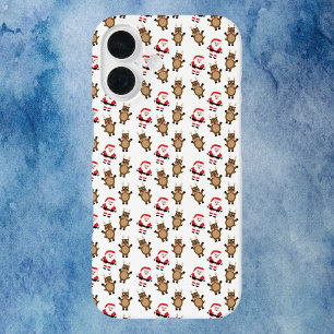 Coque Pour iPhone 16 Noël Père Noël Reindeer Motif Blanc