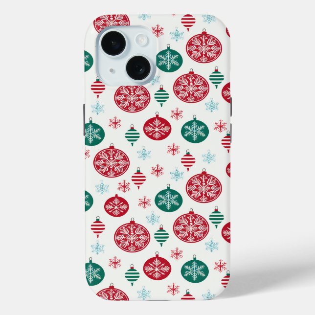 Coques Case-Mate iPhone Noël Red Green Bells Baubles Flèche de neige (Verso)