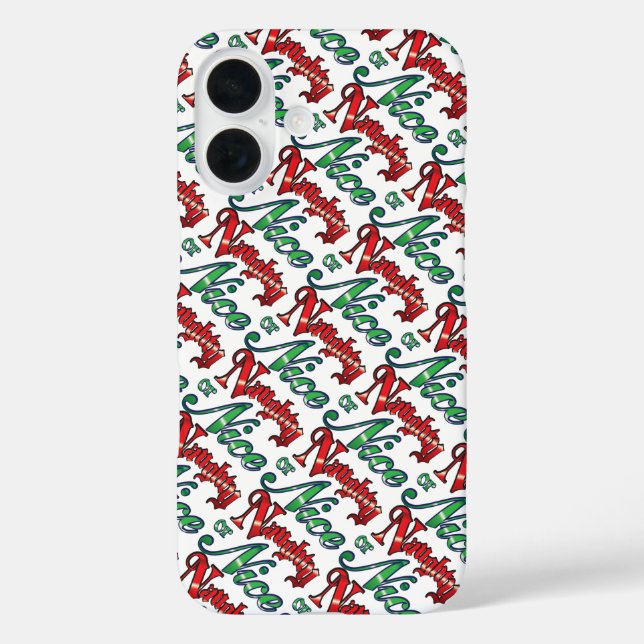 Coques Case-Mate iPhone Noël Rétro, Lettres Rouges Vertes Mauvais ou Genti (Verso)
