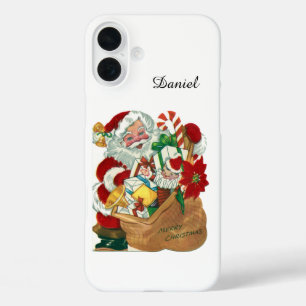 Coque Pour iPhone 16 Plus Noël rétro vintage Père Noël