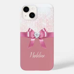 Coque Case-Mate iPhone Noel rose Parties scintillant Snowflake Ruban Diam