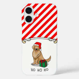 Coque Pour iPhone 16 Noël Santa Claus Golden Retriever Chien mignonne