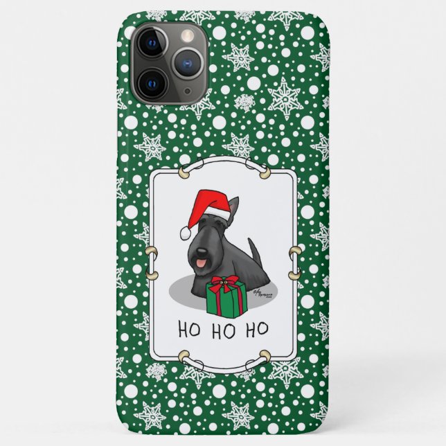Coques Case-Mate iPhone Noël Santa Hat Scottish Terrier (noir) mignonne (Dos)