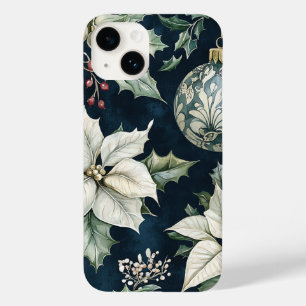 Coque Case-Mate iPhone Noël sapin de Noël blanc et bleu marine