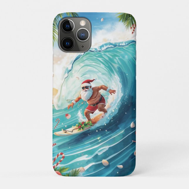 Coques Case-Mate iPhone Noël Surfant Santa avec Santa Surfeur  (Dos)