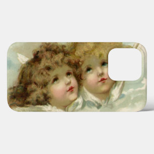 iPhone 13 Pro Coque Noël vintage, Anges victoriens dans les nuages