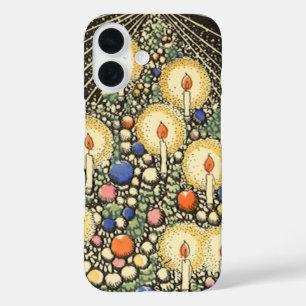 Coques iPhone 16 Noël vintage, arbre aux bougies et étoile