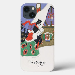 iPhone 13 Coque Noël vintage, couple victorien allant à une fête