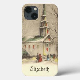 Etui iPhone Case-Mate Noël vintage, église dans un paysage enneigé hiver