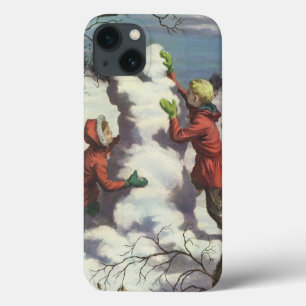 Coque Case-Mate iPhone Noël vintage, enfants bataille de boules de neige