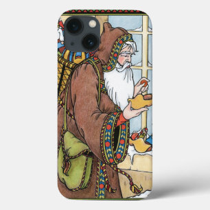 Etui iPhone 13 Noël vintage, jouets de Père Noël sabots chaussure