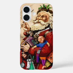 Coque Pour iPhone 16 Noël Vintage, Jouets de tuyaux du Père Noël victor