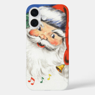 Coques iPhone 16 Noël vintage, joyeux Père Noël avec de la musique