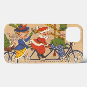 iPhone 13 Case Noël vintage, le Père Noël à vélo