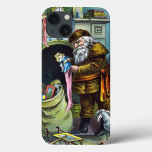 Coques Pour iPhone Noël vintage, Le Père Noël, Bas avec jouets