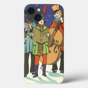 Coques Pour iPhone Noël vintage, musiciens chantant des chants avec d