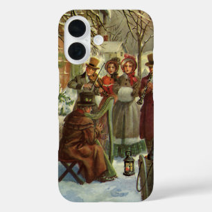 Coque Pour iPhone 16 Noël vintage, musiciens victoriens chantant des ca
