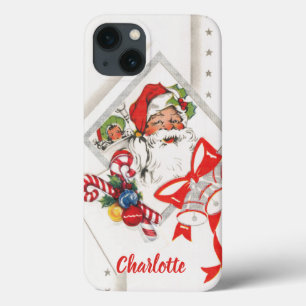 Case-Mate iPhone Case Noël vintage, Père Noël avec Cannes de Bonbon