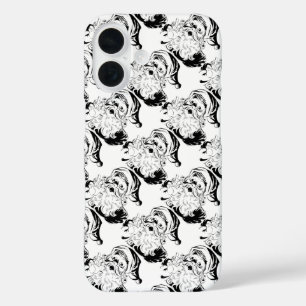 Coque Pour iPhone 16 Noël Vintage, Père Noël joyeux rétro, Noir