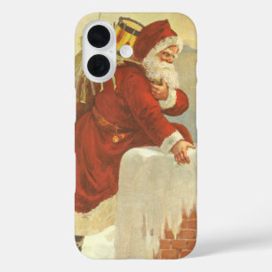 Coque Pour iPhone 16 Noël Vintage Père Noël victorien à Chimney