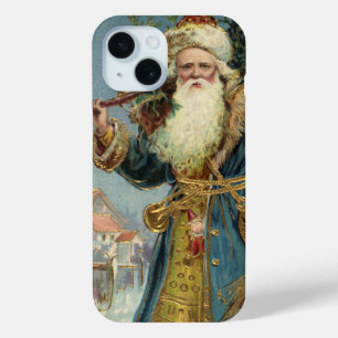 Coque Case-Mate iPhone Noël vintage, Père Noël victorien avec arbre