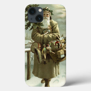 iPhone 13 Coque Noël vintage, Père Noël victorien avec jouets