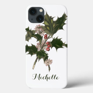 Etui iPhone Case-Mate Noël vintage, plante de houx verte avec des baies