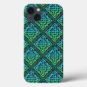 iPhone 13 Case Noeud celtique - Bleu diamant Vert