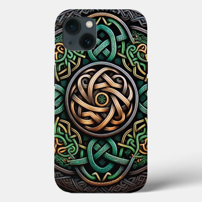 Coques Case-Mate iPhone Noeud Celtique Green Gold (Verso)