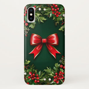 Case-Mate iPhone Case Nœud Rouge Festif Avec Verdure de Fête Vibrante